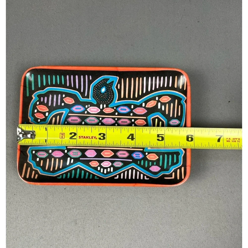 Vintage Sin-Ta-Chin Melamine Mola Trinket Dish Plate Decorative‎ Colorful Turtle